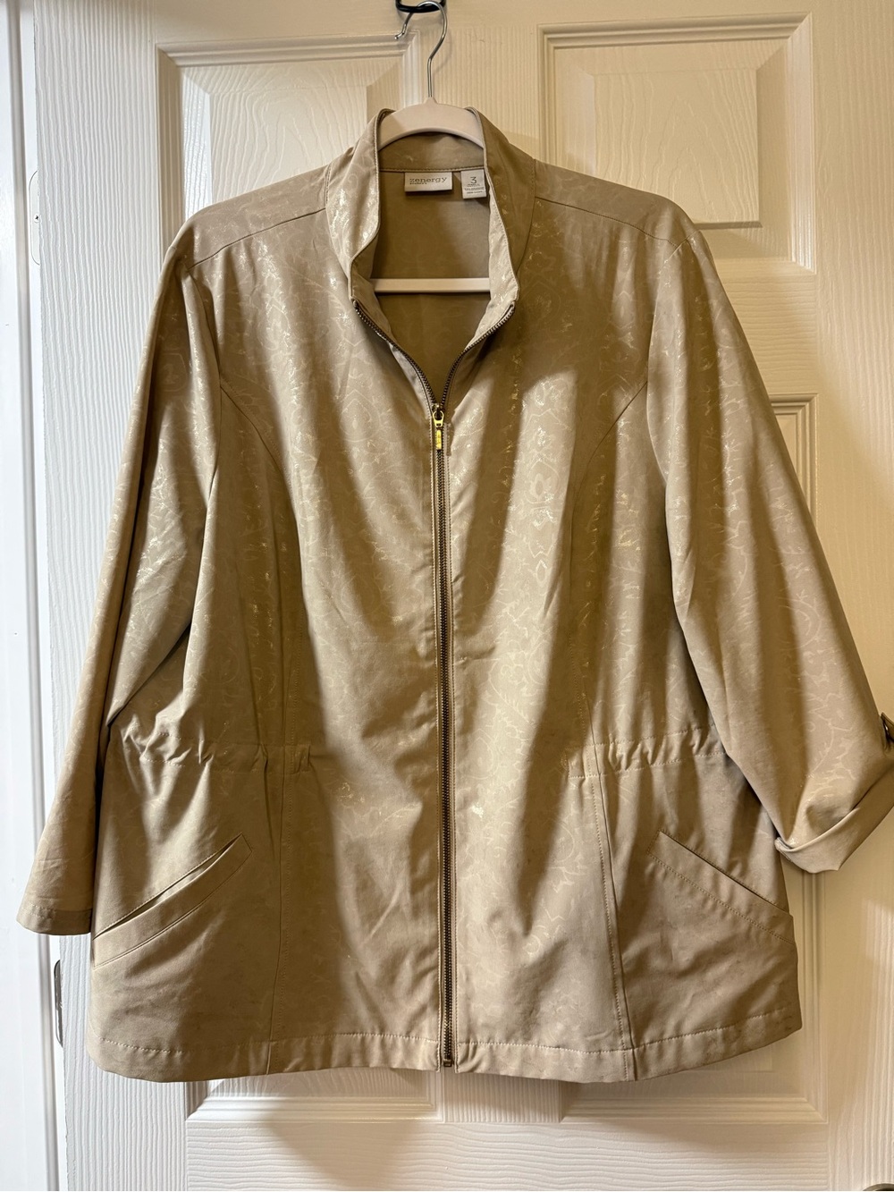 Chicos Light Taupe Women's Zip-Front Jacket Sz L / XL